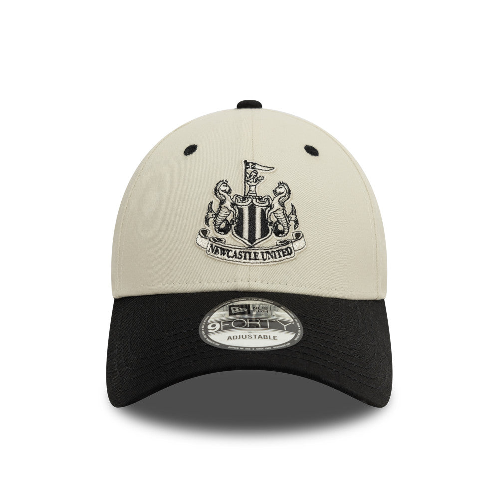 Newcastle United FC Hat - 2Tone Ivory Black Contrast Visor EPL 9Forty Strapback Cap - New Era